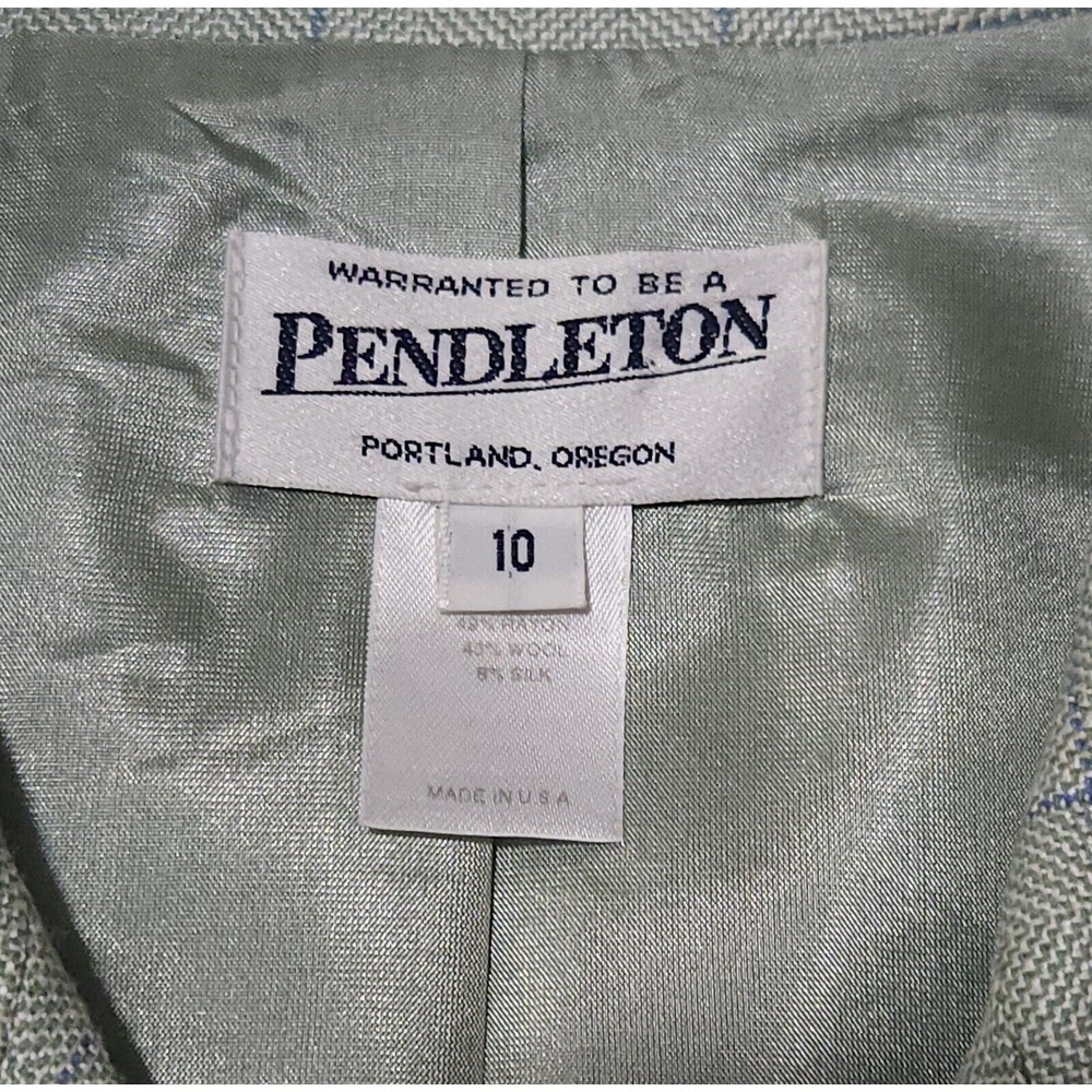 Pendleton Blazer Green Window Pane Plaid Button U… - image 3